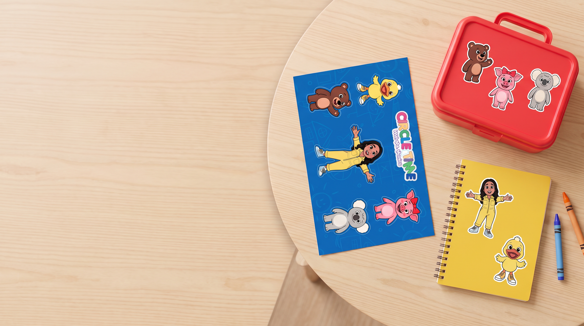 Slider - Circle Time sticker sheet with decorated lunchbox and notebook